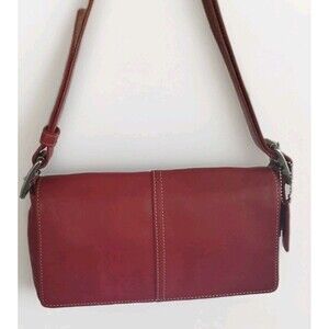 Coach 9848 Red Leather Flap Shoulder Bag Strap Adjustable 2005 Vnt Y2K